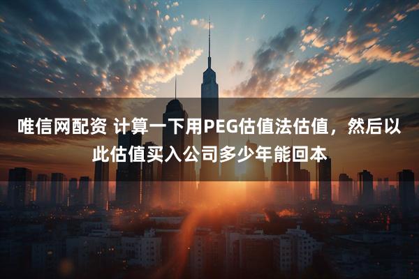 唯信网配资 计算一下用PEG估值法估值，然后以此估值买入公司多少年能回本
