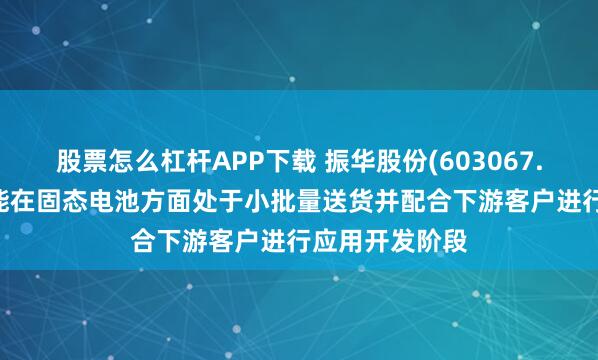股票怎么杠杆APP下载 振华股份(603067.SH)：厦门首能在固态电池方面处于小批量送货并配合下游客户进行应用开发阶段